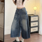 Womens Wide-Leg Cropped Denim Jeans