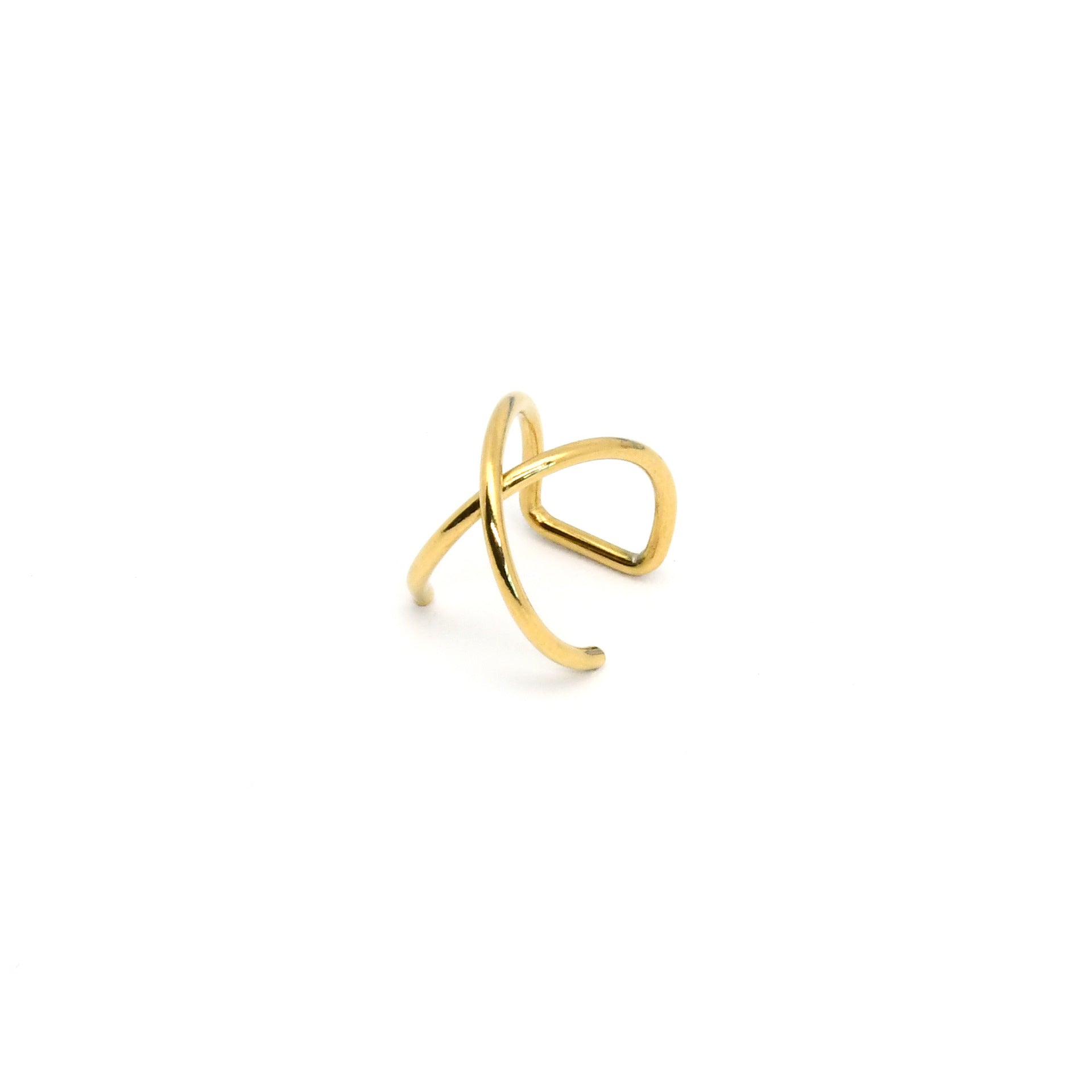 Rose gold ear cuffs with cross detail on stainless steel double band