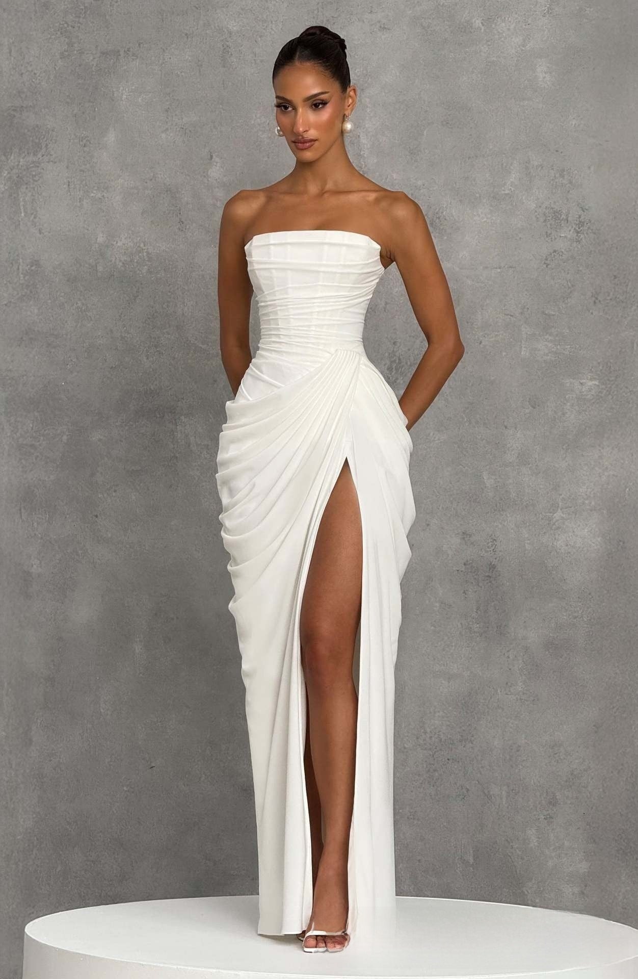 One Shoulder Bodycon Evening Dress for Casual Day, Trip, Relaxed Outing with Easy Styling | side angle accent detail