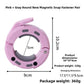 Pink round magnetic barbell collar with gray inserts, 5 cm bore, 18 by 10 by 4 cm, 320 g size chart
