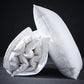 Maker diagram of the pillow showing down and feather fill inside a cotton shell