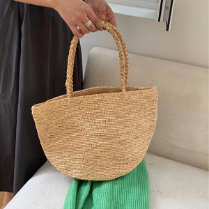 Handmade Women's Large-Capacity Tote Bag | side profile angle shot