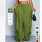 High waist wide leg linen look viscose drawstring trousers, the wide leg falling long to the floor