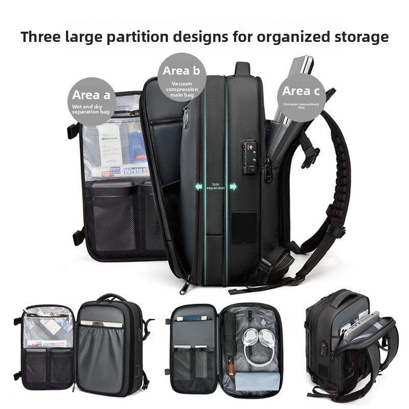 Vacuum Travel Backpack | waterproof Oxford fabric close up