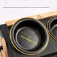 Top view of a black ceramic bowl with a gold coloured rim and a 12 cm inner diameter marking, Black 1pcs option