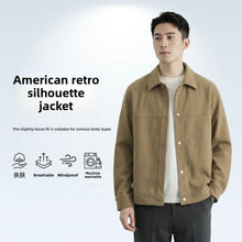 Mens Retro Button Front Jacket with Turn Down Collar