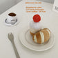 Plush pet toy afternoon tea set, a strawberry cake, a croissant and a coffee cup shaped soft toy