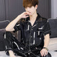 Ice silk fabric draped over wooden surface