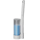 White toilet brush handle beside a frosted holder with a stack of blue sponge heads, ocean scent 12 pcs option
