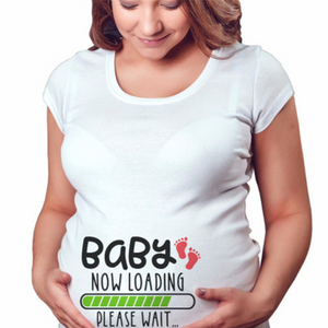 White milk silk maternity short sleeve printed tee with side ruching shown for the product range