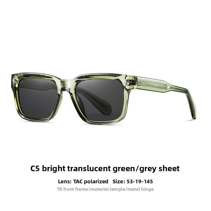 Retro square polarized sunglasses with a soft cloth and hard carry case