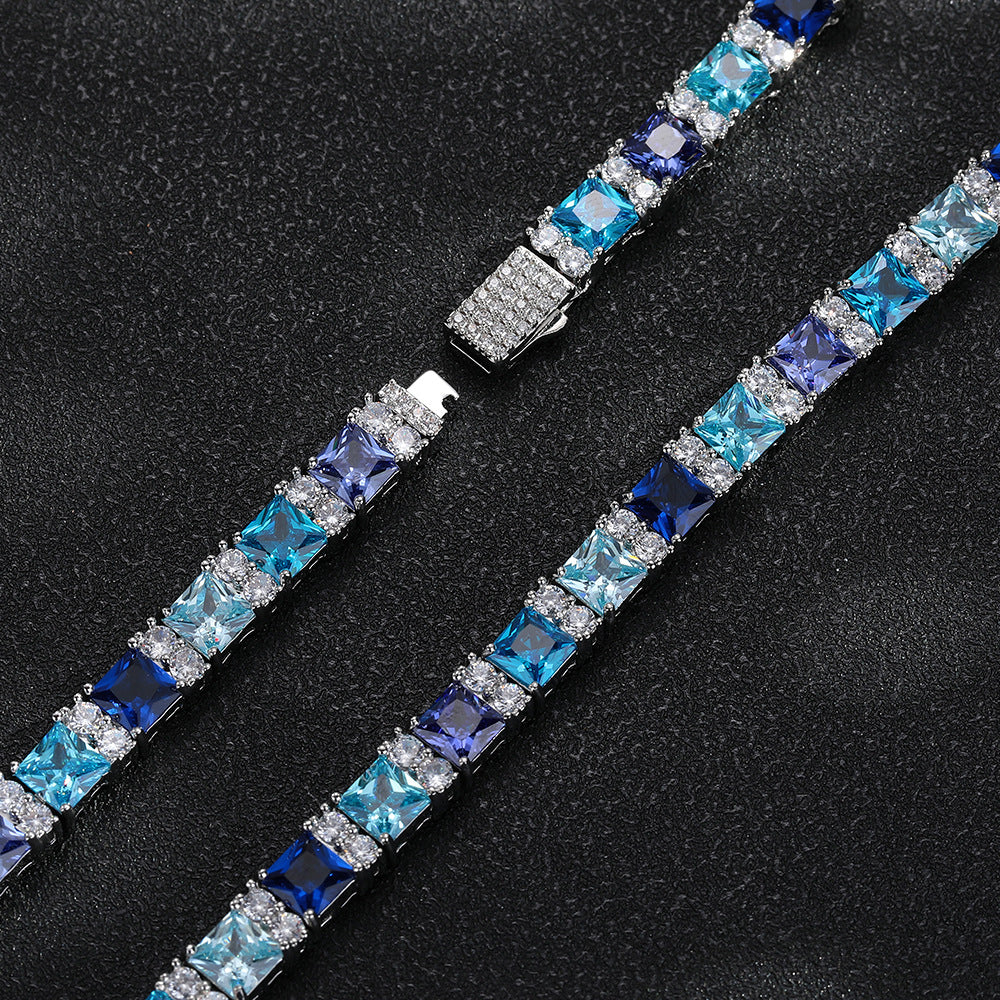 Zircon bracelet held in hand for length scale reference