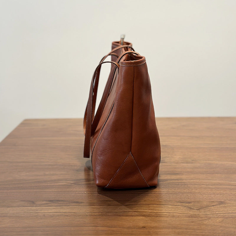 Soft Cowhide Tote Bag | side profile angle shot