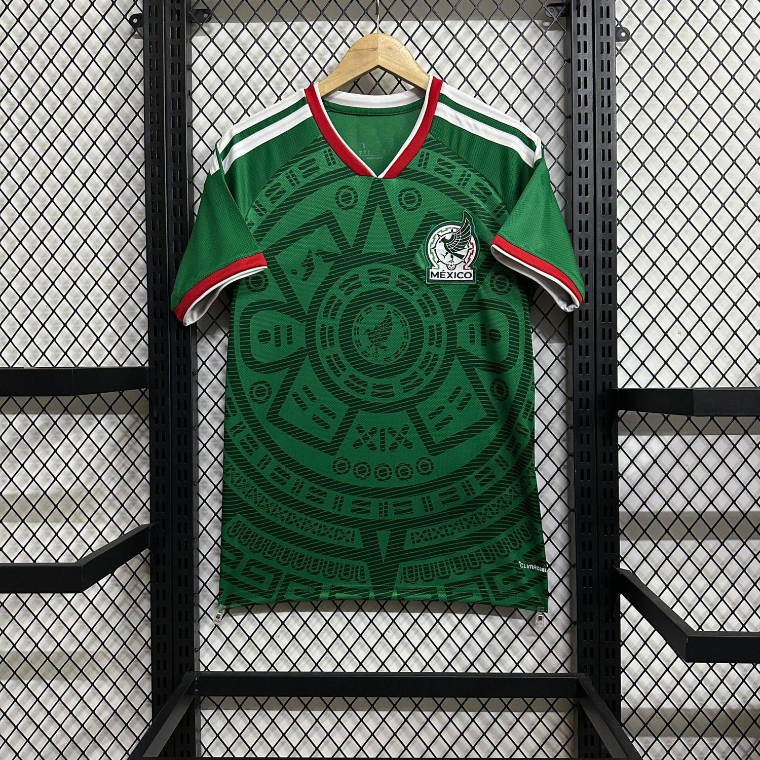 Close up of the soccer jersey lightweight breathable knit fabric