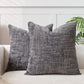 Decorative chenille throw pillow cover, plain dyed with a subtle woven grid texture across the front panel