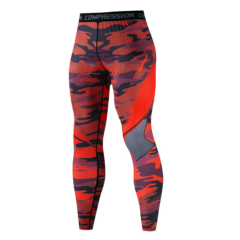 Mens quick dry printed compression legging printed edge to edge in a digital pattern