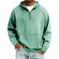 Light Green variant, size L: light green washed half zip hoodie on a male model with light jeans