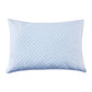 Rectangular memory foam bed pillow with a quilted cooling knit cover close up on the knit cover texture
