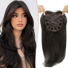 Womens Clip In Synthetic Hair Topper with Middle Part and Long Straight Hair