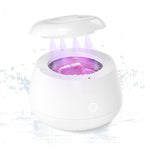 White portable ultrasonic cleaner with the lid lifted off the tank