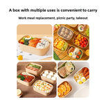 Grid of kraft paper lunch boxes filled with meals for work, picnic and takeaway