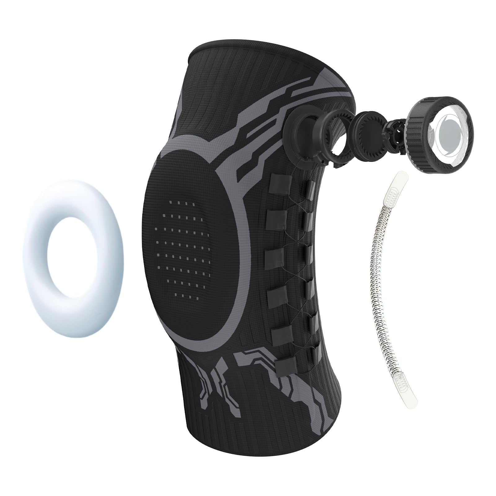 Angled hero shot of the open patella knee compression brace