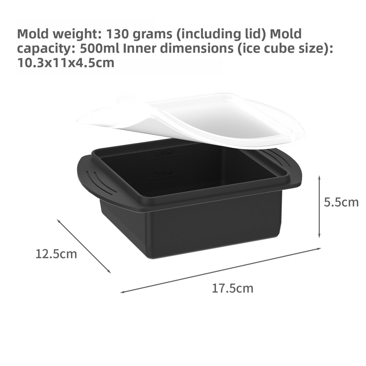 Flexible platinum silicone ice cube tray with a sealing lid for freezer food storage