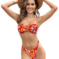 Front product shot of the mint floral strapless bandeau bikini