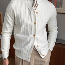 Mens Striped V-Neck Cardigan