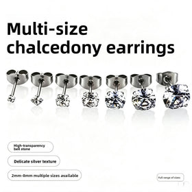 Cubic Zirconia Stainless Steel Ear Studs