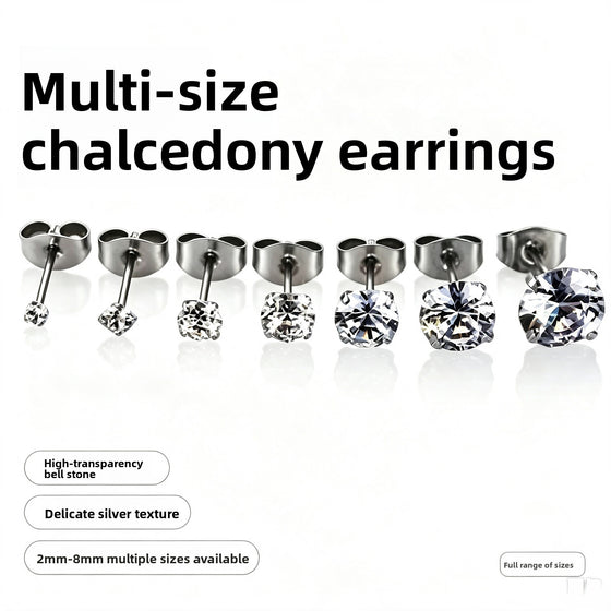 Cubic Zirconia Stainless Steel Ear Studs