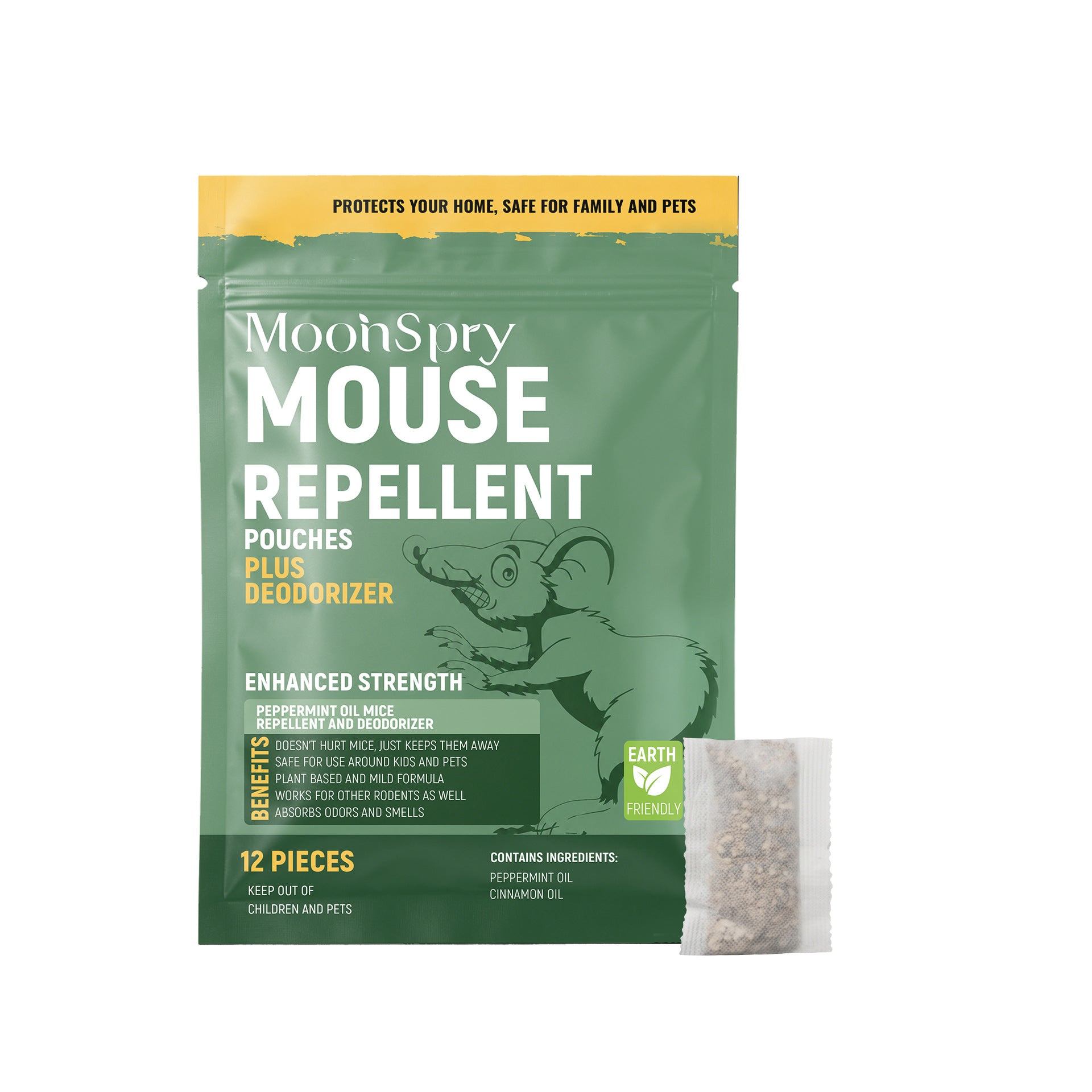 Peppermint and cinnamon mouse repellent scent pouches, twelve pack