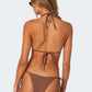 Lace tie bikini set shown with the side ties knotted at the hips