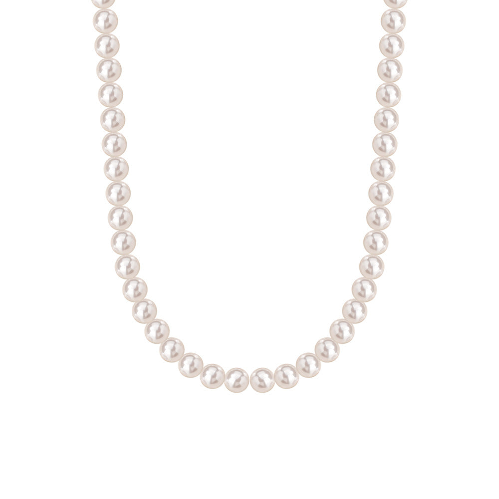 Sterling silver round bead necklace laid out flat showing the fine chain and round bead
