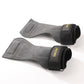 Brown leather gym palm grips with a padded wrist strap