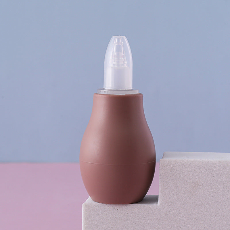 Six pastel manual baby nasal aspirator squeeze bulbs lined up with their soft rounded tips