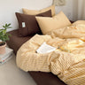 Mixed Yellow-Brown Stripe / 1.5m Flat Sheet Set four-piece set