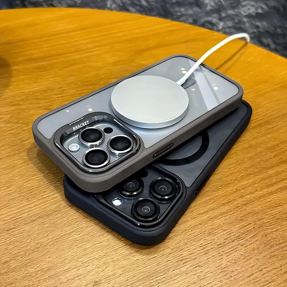 Magnetic Protective Phone Case with Camera Stand, Compatible with iPhone