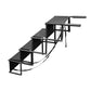 Non slip textured steps of the black foldable steel pet stairs seen from above