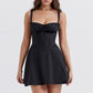 Angled hero shot of the strappy suspender A-line dress with flared skirt