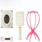 Wig styling set with folding stand, vented curved brush, hair net and a card of bobby pins