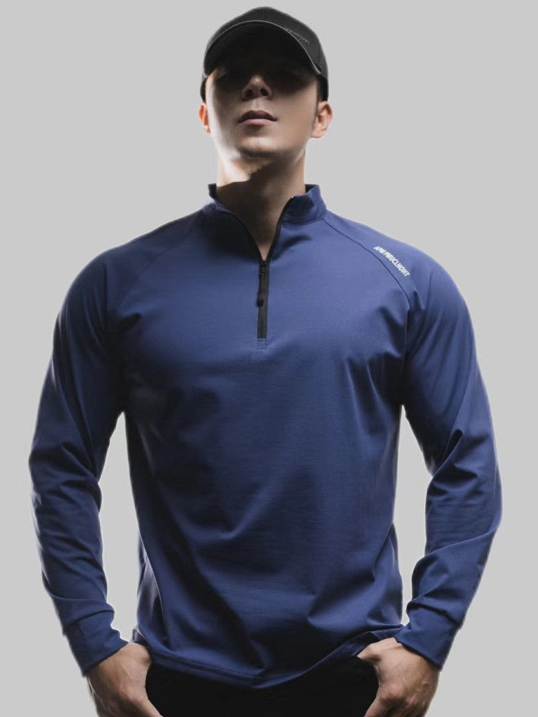 Half-zip sport shirt worn during a training session in the gym