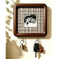 Option 15x15 Hook Style 10: dark wood wall photo frame with brown and white gingham backing and two key hooks