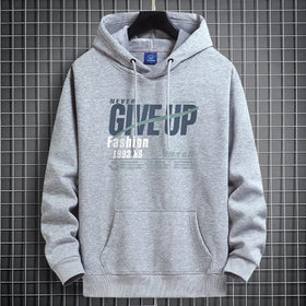 Men's Fleece-Lined Pullover Hoodie with Kangaroo Pocket and Graphic Print