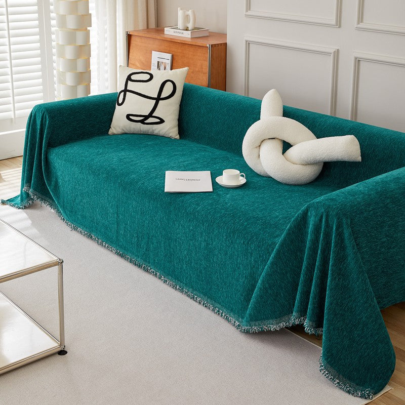 Top down layout of the folded chenille herringbone sofa cover fabric