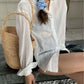 Handmade Women's Large-Capacity Tote Bag | close up material texture