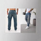 Mens Patchwork Loose Fit Jeans Straight Trousers