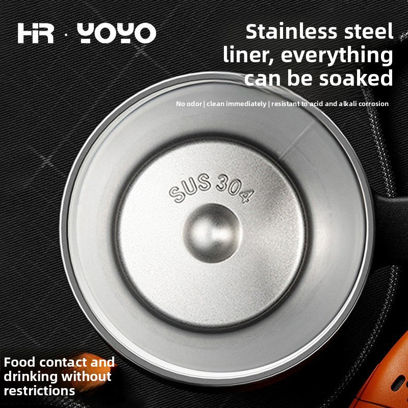Close up of the SUS 304 stainless steel inner liner floor of the insulated travel mug