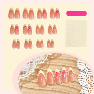 Set of 24 press on nails with jelly adhesive tabs and a pink mini file