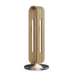 Silver wood grain aluminum headphone loop stand shown alone on a plain white background